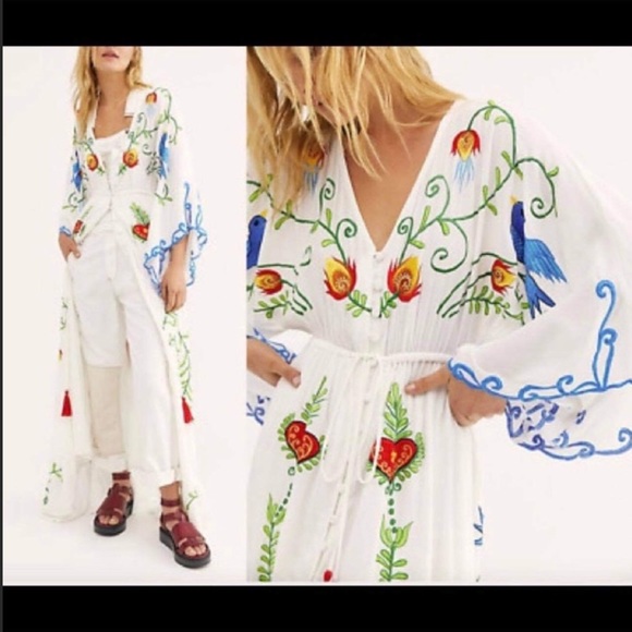 Bohemian Embroidered Hearts Magic Long Maxi Gown In White, 5 Star ⭐️ Favorite - Picture 11 of 15